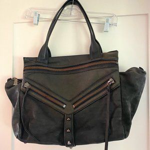 Botkier Legacy Trigger Large Tote Black Nubuck Lizard Embossed